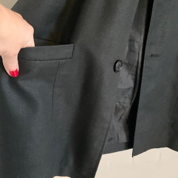 Vintage Men’s blazer overcoat Linen blend Button down Angelico Litrico Black 46L - Picture 8 of 15